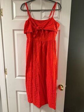 Bright orange/Red Tie-Front Summer Sundress